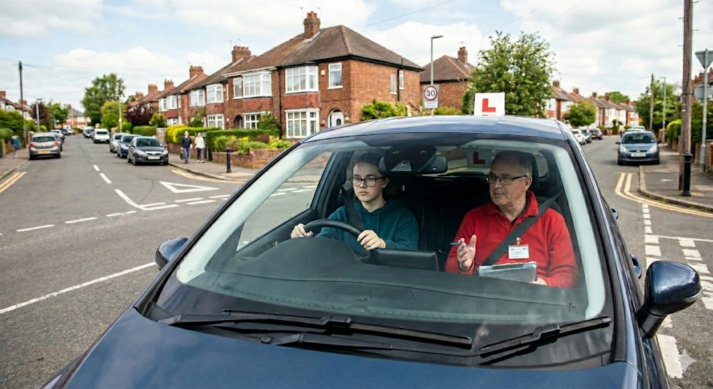 Learner driver car with L plates on a residential street in Laverton