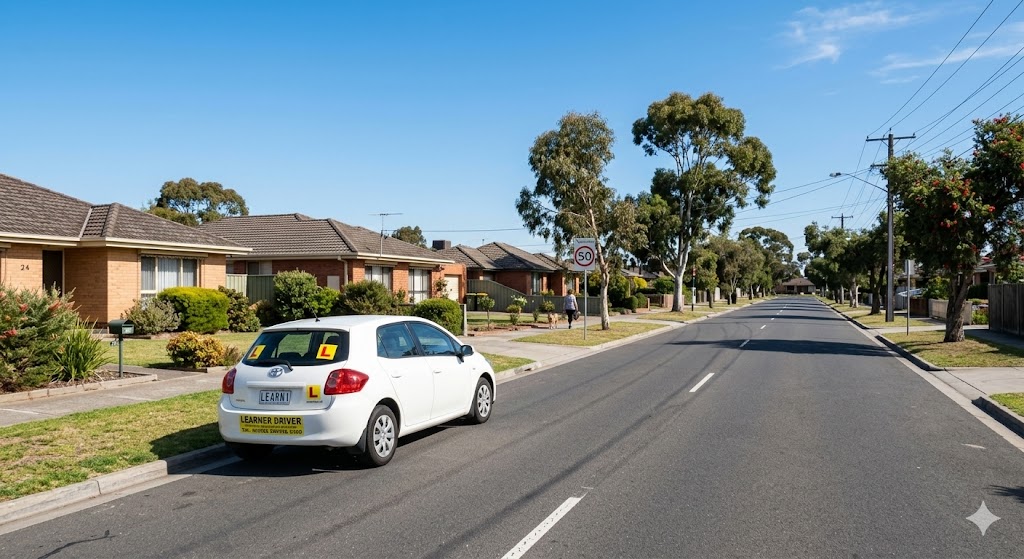 Driving instructor teaching a learner driver during a lesson in Laverton